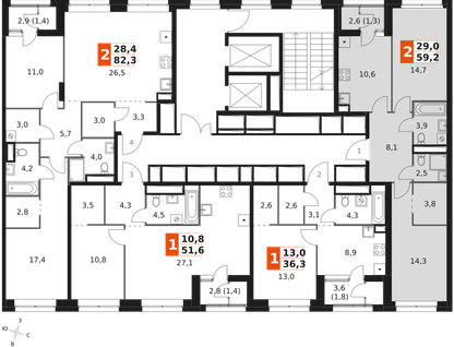 2-к. квартира, 59 м²