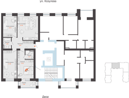 4-к. квартира, 89 м²