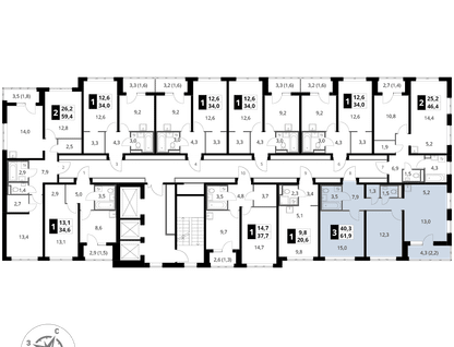 3-к. квартира, 61&nbsp;м²