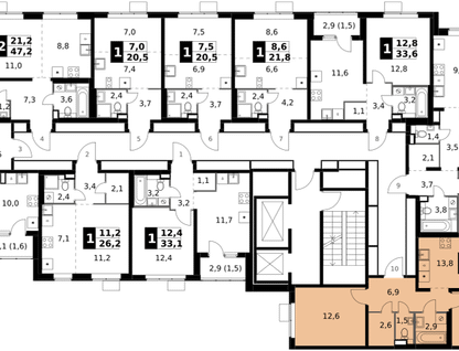 2-к. квартира, 54&nbsp;м²