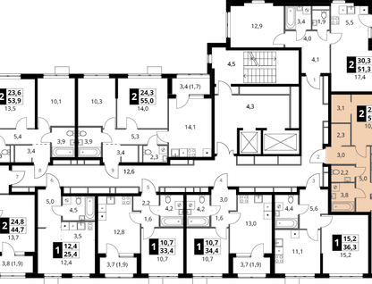 2-к. квартира, 57&nbsp;м²