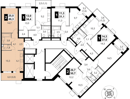 2-к. квартира, 46&nbsp;м²