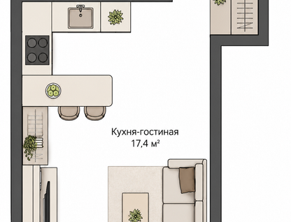 Студия, 25,4 м²