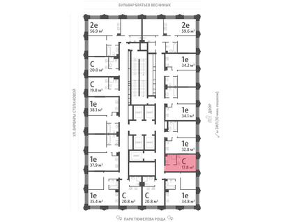Студия, 17 м²