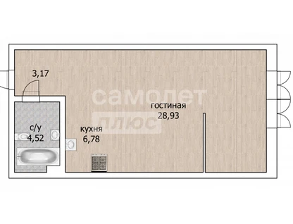 1-к. квартира, 43,4&nbsp;м²