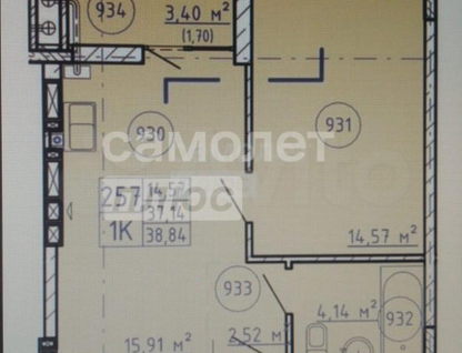 1-к. квартира, 40&nbsp;м²
