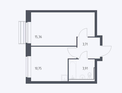 1-к. квартира, 33,1&nbsp;м²