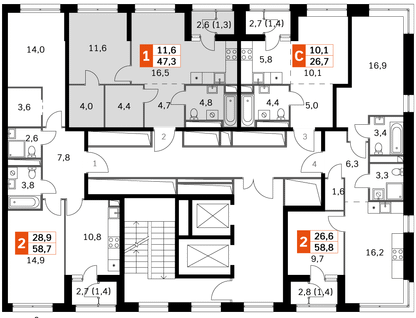1-к. квартира, 47&nbsp;м²