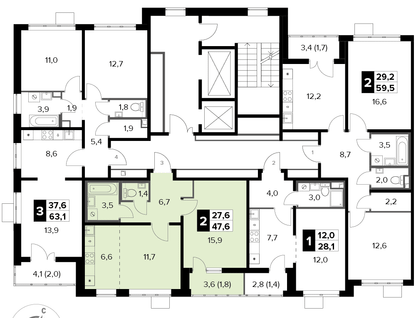 2-к. квартира, 47&nbsp;м²