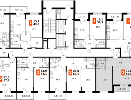 1-к. квартира, 53&nbsp;м²