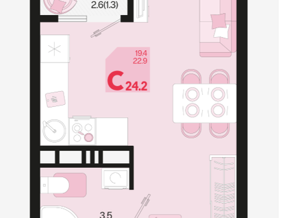 Студия, 24,2 м²