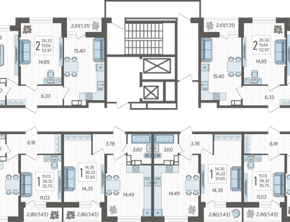 2-к. квартира, 51&nbsp;м²