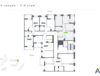 Студия, 74 м²