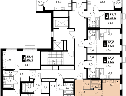 2-к. квартира, 44 м²