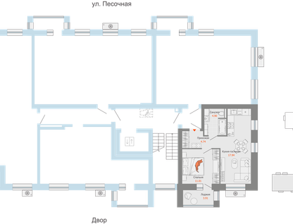 2-к. квартира, 41&nbsp;м²