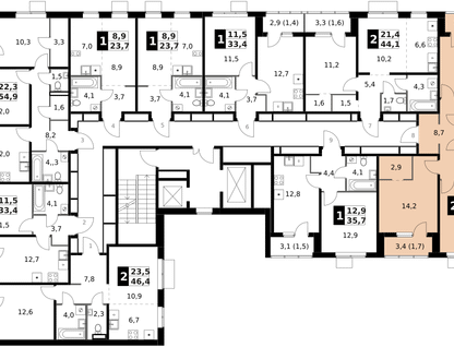 2-к. квартира, 62 м²