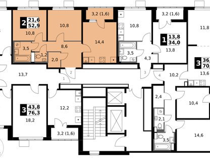 2-к. квартира, 53 м²