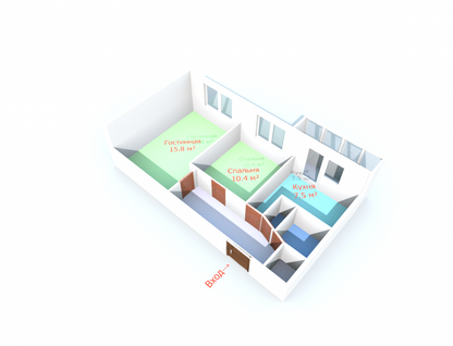 2-к. квартира, 43,7&nbsp;м²