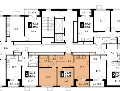 2-к. квартира, 52&nbsp;м²