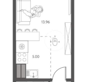 Студия, 26,6&nbsp;м²