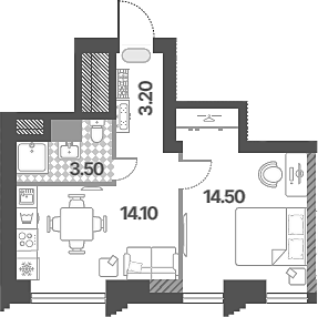 2-к. квартира, 35,3 м²