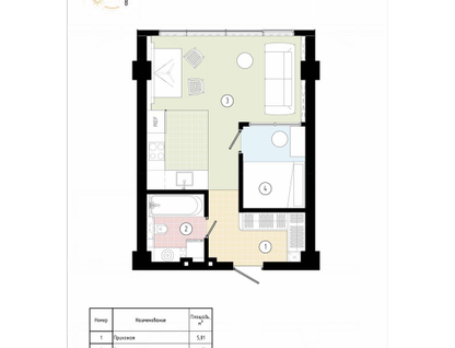 1-к. квартира, 37&nbsp;м²