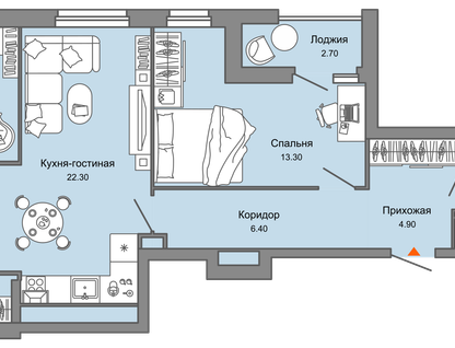 2-к. квартира, 63&nbsp;м²