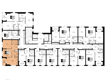 2-к. квартира, 52&nbsp;м²