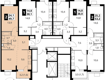 2-к. квартира, 49&nbsp;м²