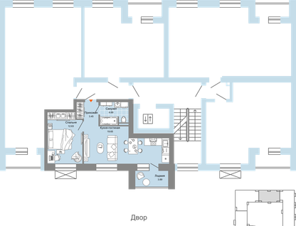 2-к. квартира, 42&nbsp;м²