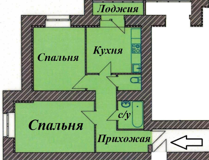 2-к. квартира, 53,5&nbsp;м²