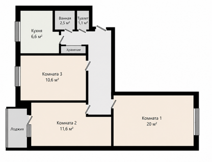 3-к. квартира, 59,5&nbsp;м²