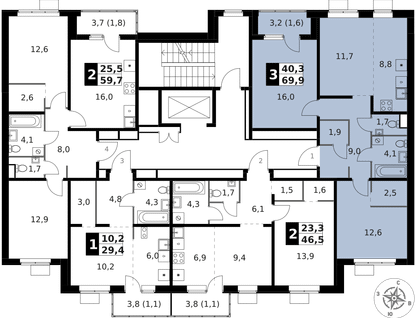 3-к. квартира, 69&nbsp;м²