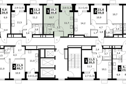 1-к. квартира, 30&nbsp;м²