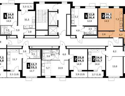 2-к. квартира, 48&nbsp;м²