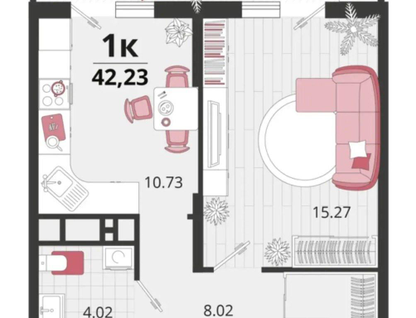 1-к. квартира, 40,5&nbsp;м²