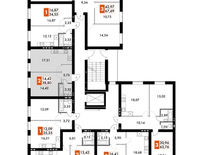 1-к. квартира, 38&nbsp;м²
