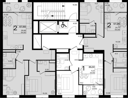 2-к. квартира, 70&nbsp;м²