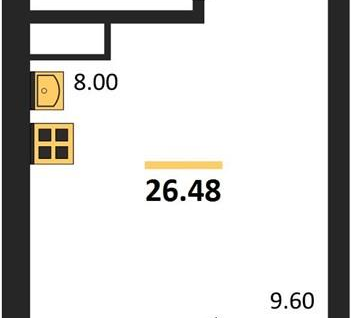 Студия, 26,5&nbsp;м²