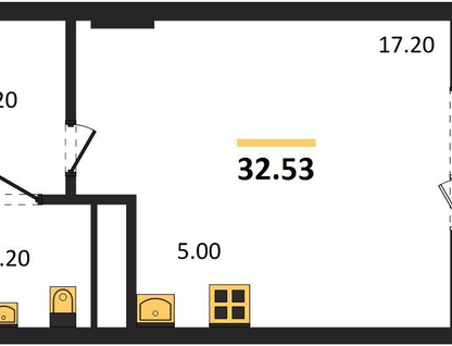 Студия, 34,7&nbsp;м²