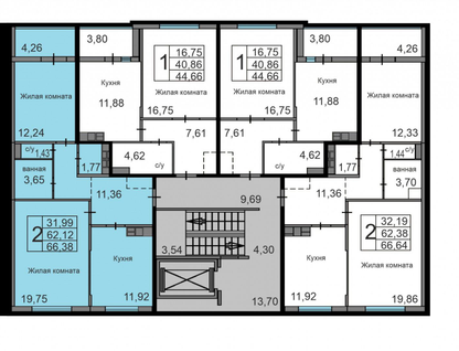 2-к. квартира, 66,4&nbsp;м²