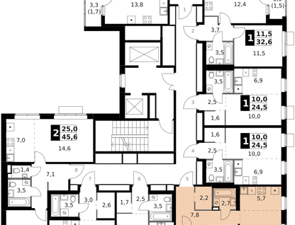 2-к. квартира, 44 м²