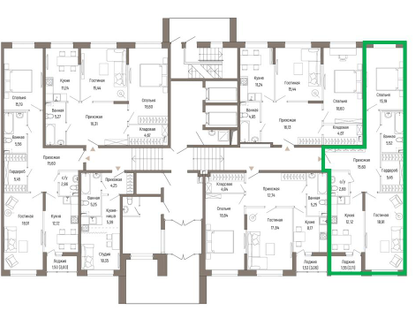 2-к. квартира, 77&nbsp;м²