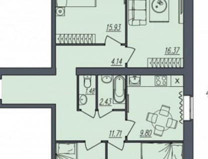 4-к. квартира, 87,4&nbsp;м²