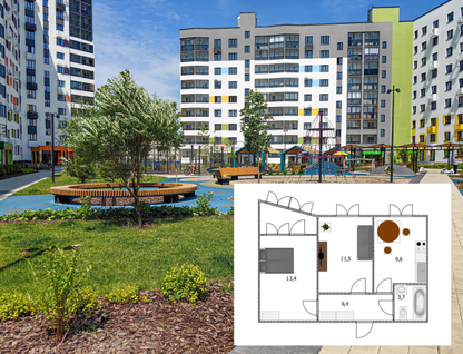 2-к. квартира, 44,6&nbsp;м²