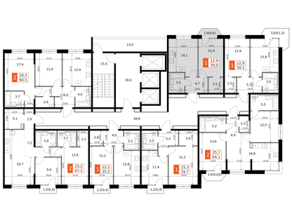 1-к. квартира, 39&nbsp;м²