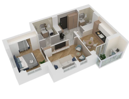 2-к. квартира, 55&nbsp;м²