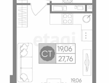 Студия, 27 м²