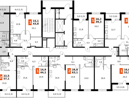 2-к. квартира, 60&nbsp;м²
