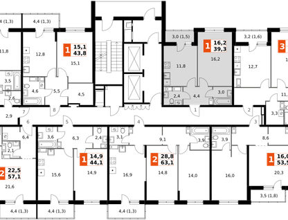 1-к. квартира, 39&nbsp;м²